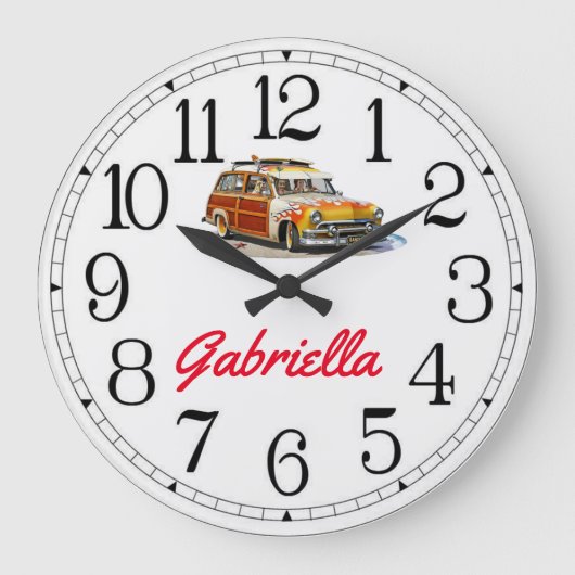 Gabriella's Surfer Girl Woody Large Clock Grote Klok (Voorkant)
