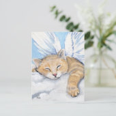 Gabrielle, Angel Cat in Clouds Painting Briefkaart (Staand voorkant)