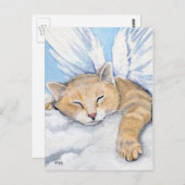 Gabrielle, Angel Cat in Clouds Painting Briefkaart (Voorkant / Achterkant)