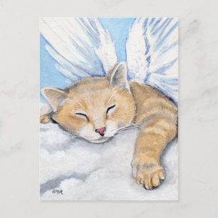 Gabrielle, Angel Cat in Clouds Painting Briefkaart