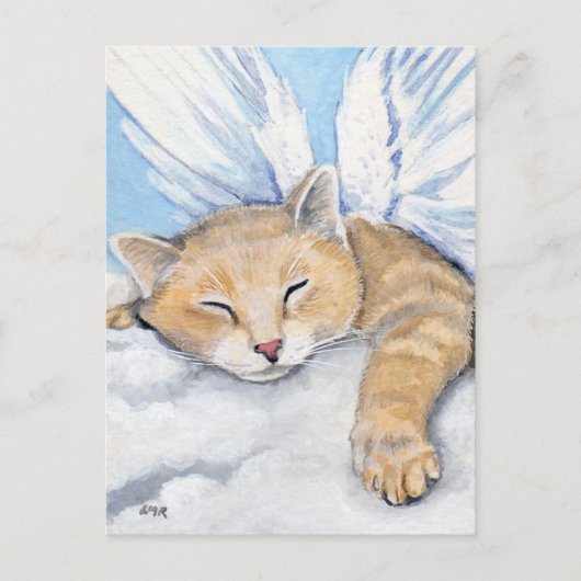 Gabrielle, Angel Cat in Clouds Painting Briefkaart (Voorkant)