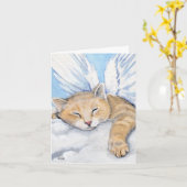 Gabrielle, Angel Cat in Clouds Schildernotitie Kaa Kaart (Gele Bloem)