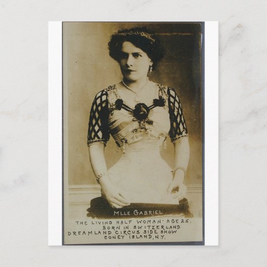 Gabrielle, de geweldige halve vrouw. briefkaart (Voorkant)