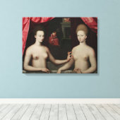 Gabrielle d'Estrées en haar zusters Canvas Afdruk (Insitu (Houten vloer))