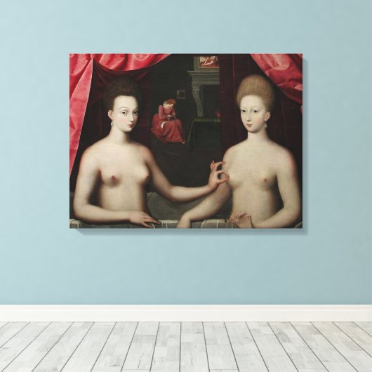 Gabrielle d'Estrées en haar zusters Canvas Afdruk (Insitu (Houten vloer))