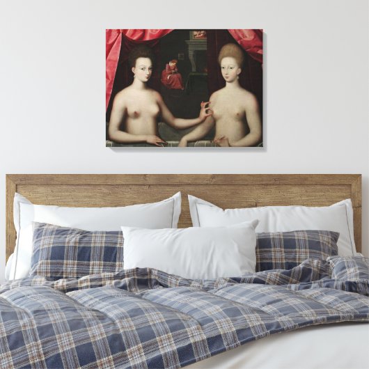 Gabrielle d'Estrées en haar zusters Canvas Afdruk (Insitu (Slaapkamer))