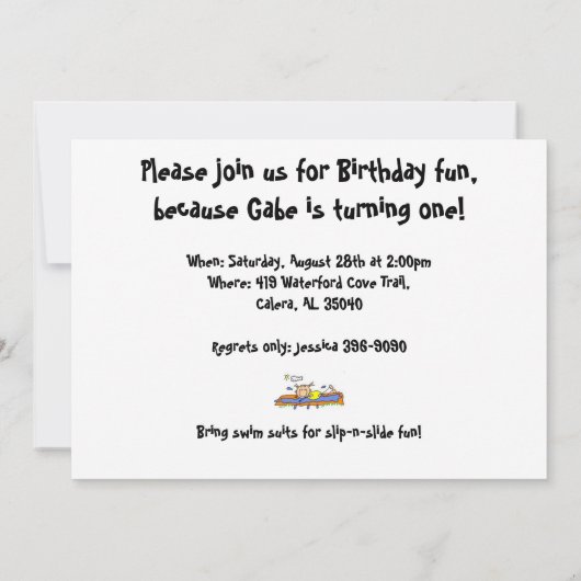 Gabriël's eerste verjaardag kaart (Achterkant)