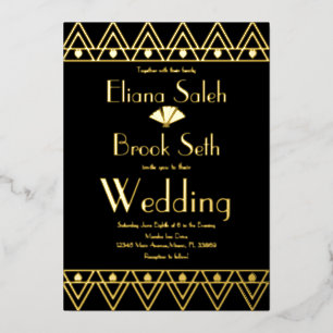 Gabsty Hart Grens Gouden Huwelijk Persing Folie Uitnodiging