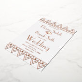 Gabsty Heart Border Gold Wedding geperst Folie Uitnodiging (Gedraaid)