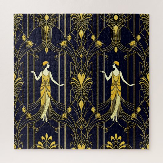 Gabsy gold and black decorative pattern legpuzzel (Verticaal)