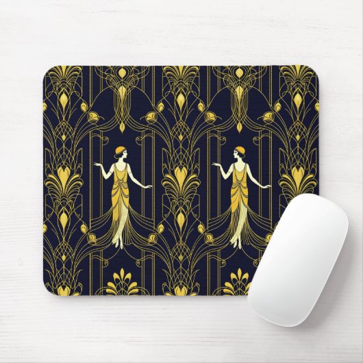 Gabsy gold and black decorative pattern muismat (Met muis)