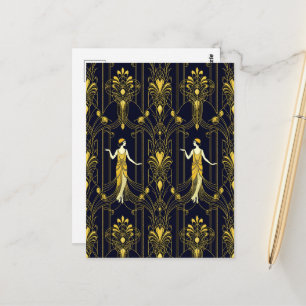 Gabsy gouden en zwarte decoratieve patroon briefkaart