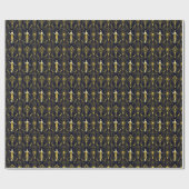 Gabsy gouden en zwarte decoratieve patroon cadeaupapier (Vlak)