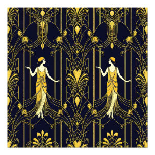 Gabsy gouden en zwarte decoratieve patroon foto afdruk