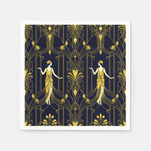 Gabsy gouden en zwarte decoratieve patroon servet