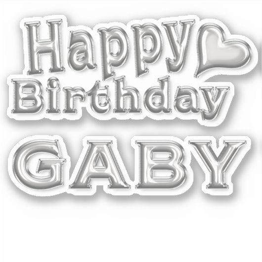 Gaby Happy Birthday silver Aufkleber Sticker (Voorkant)