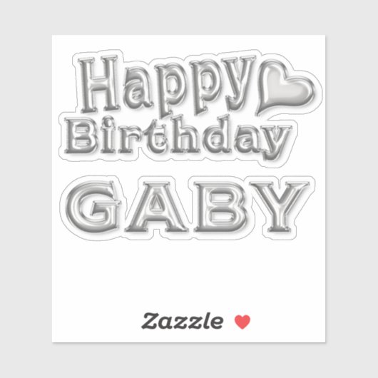 Gaby Happy Birthday silver Aufkleber Sticker (Vel)