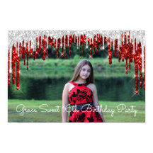 Gace Sweet 16th Photo Gold Silver Drips