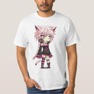 Gacha Club Pink haring vrouw anime T-shirt