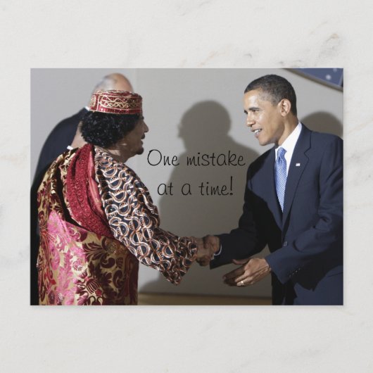 Gaddafi Gadhafi Obama Een fout in de tijd Briefkaart (Voorkant)