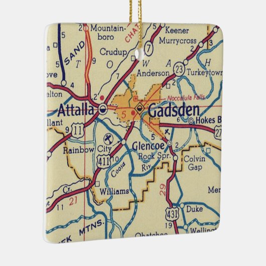 Gadsden AL  Map Keramisch Ornament (Rechts)