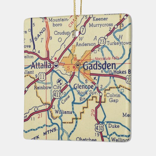 Gadsden AL  Map Keramisch Ornament (Links)