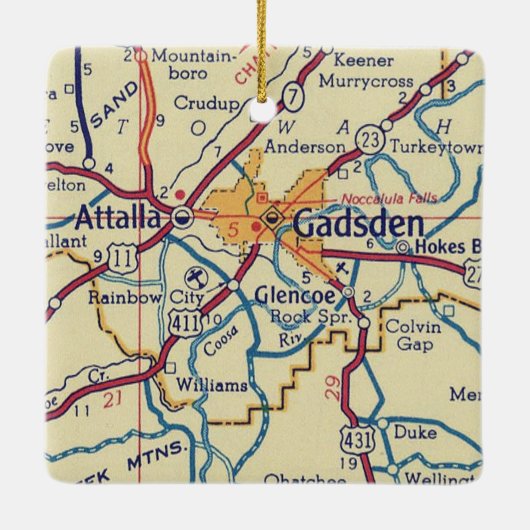 Gadsden AL  Map Keramisch Ornament (Achterkant)