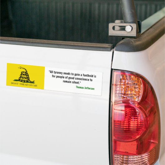 Gadsden Flag, "Alle tirannie moet een voet krijgen Bumpersticker (Op Truck)