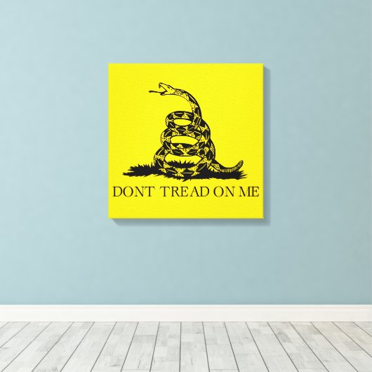 Gadsden Rattlesnake Flag: Revolutionaire Oorlog 17 Canvas Afdruk (Insitu (Houten vloer))