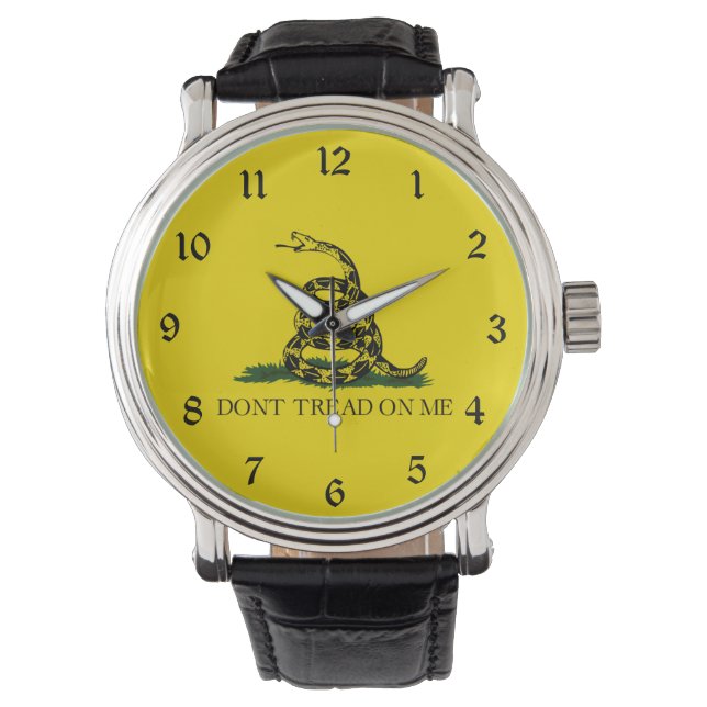 Gadsden Rattlesnake Flag: Revolutionaire Oorlog 17 Horloge (Voorkant)