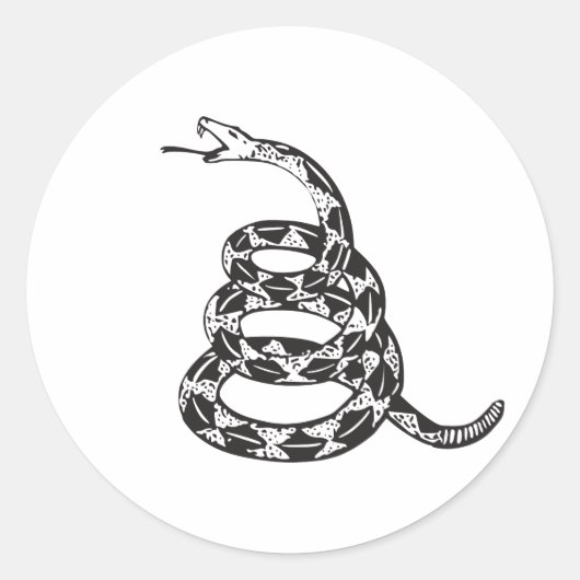 Gadsden Snake - Zwart Ronde Sticker (Voorkant)