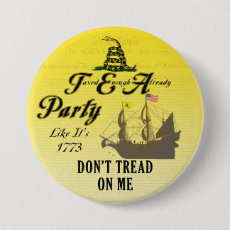 Gadsden - Tea Party Alsof het 1773 Button is