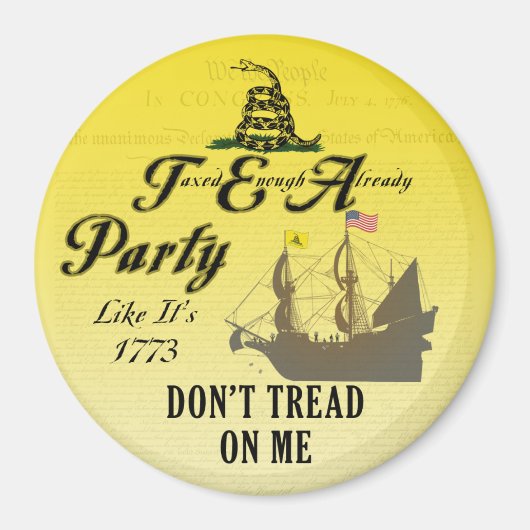Gadsden - Tea Party alsof het 1773 magneet is (Voorkant)