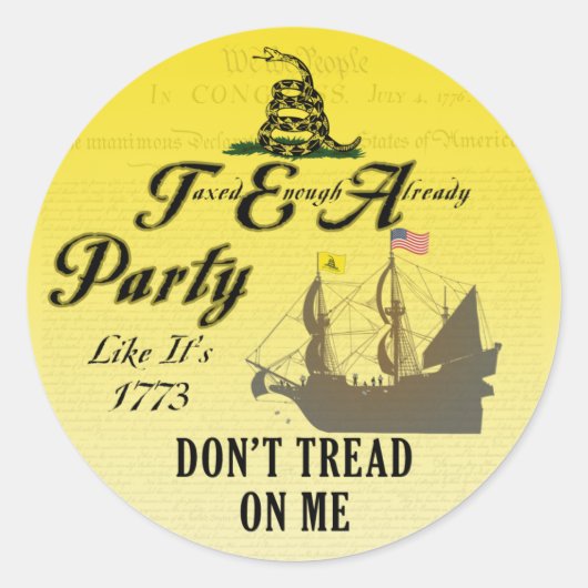 Gadsden - Tea Party alsof het 1773 Stickers is (Voorkant)