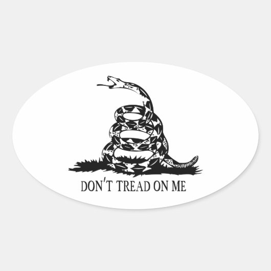 Gadsden Tread niet op mij Ovale Sticker (Voorkant)