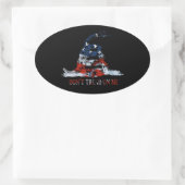 Gadsden Vlag in rood wit en blauw Ovale Sticker (Tas)