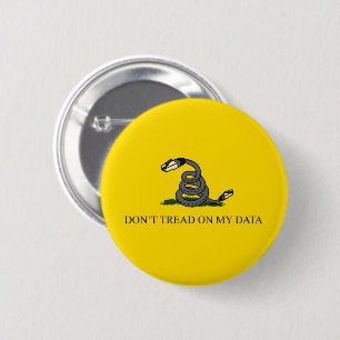 Gadsden-vlag parodie meme 'trap niet op mijn data' ronde button 5,7 cm