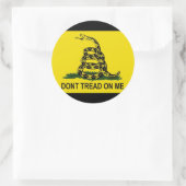 Gadsden Vlag Ronde Sticker (Geel/Zwart) (Tas)