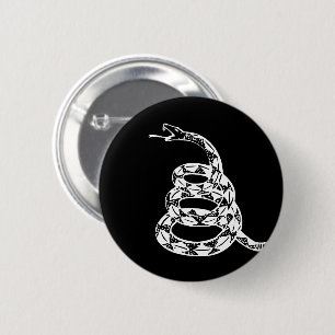 Gadsden-vlag 'Trap niet op mij' Zwart en Wit Ronde Button 5,7 Cm