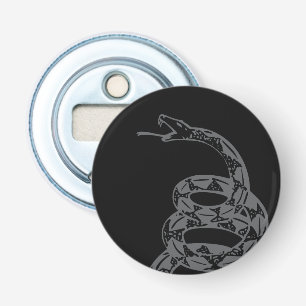Gadsden-vlag 'Treed niet op mij' grijs Button Flesopener