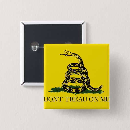 Gadsden vlag vierkante button 5,1 cm (Voorkant /achterkant)