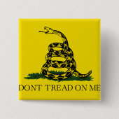 Gadsden vlag vierkante button 5,1 cm (Voorkant)