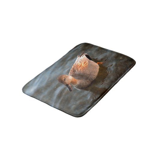 Gadwall Duck Drake op het meer Badmat (Gekanteld)