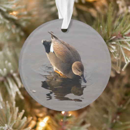 Gadwell Duck en Reflectie Kerstmis Tweezijdig Ornament (Boom)