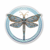 Gaelic Dragonfly Celtic Schotse T-shirt met lange  Sticker (Voorkant)