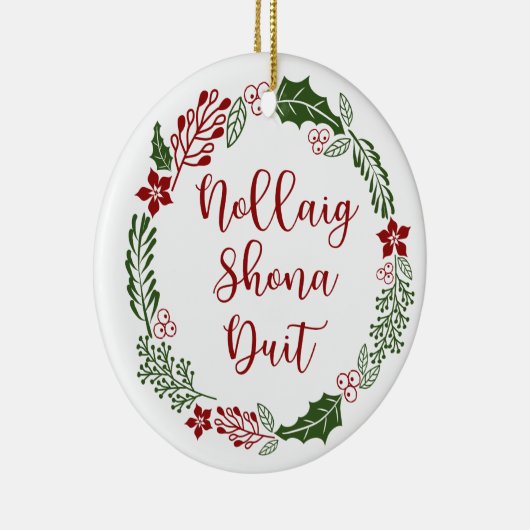 Gaelic Merry kerst Wreath, Nollaig shona duit Keramisch Ornament (Rechts)