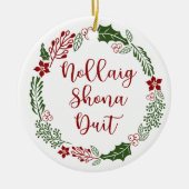 Gaelic Merry kerst Wreath, Nollaig shona duit Keramisch Ornament (Voorkant)
