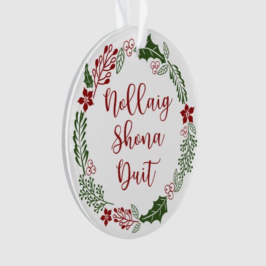 Gaelic Merry kerst Wreath, Nollaig shona duit Ornament (voorkant)