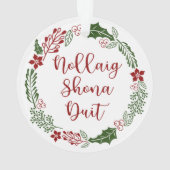 Gaelic Merry kerst Wreath, Nollaig shona duit Ornament (achterkant)