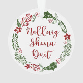 Gaelic Merry kerst Wreath, Nollaig shona duit Ornament